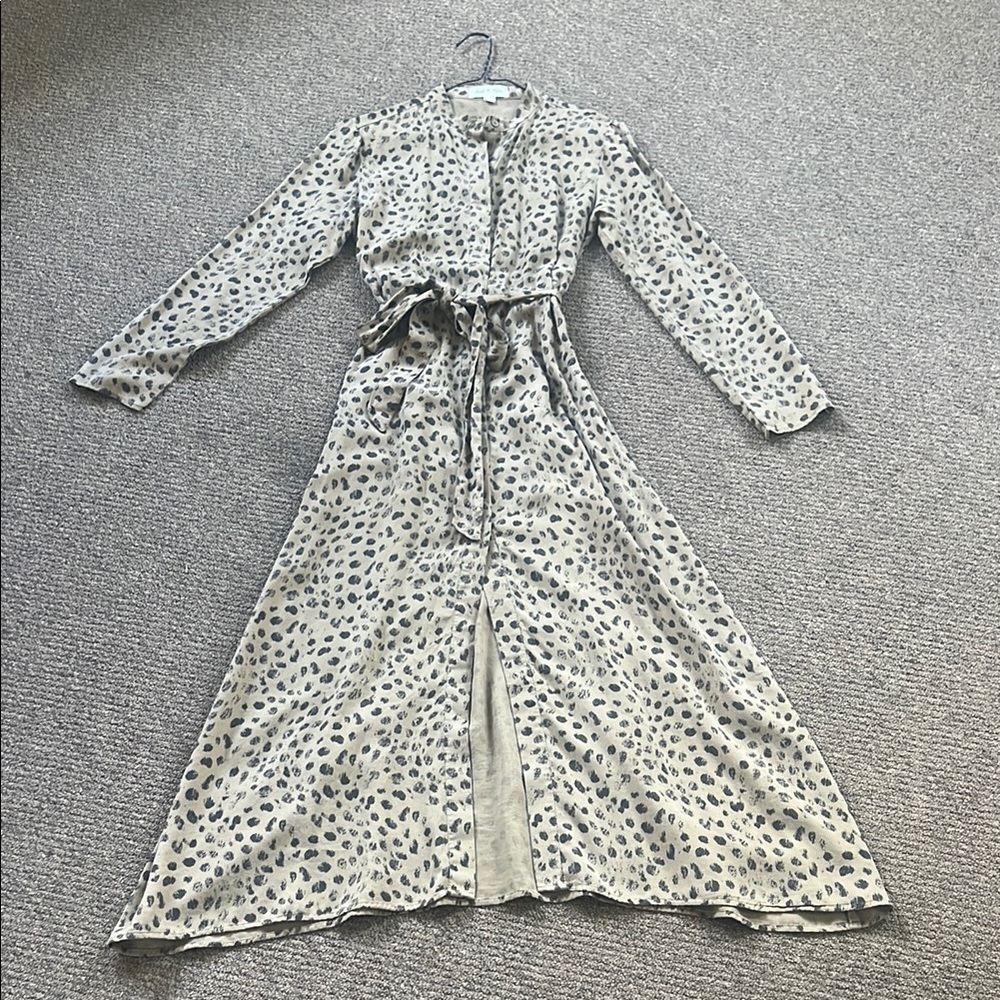 Cloth & Stone Cheetah Button Up Midi Dress Size XS